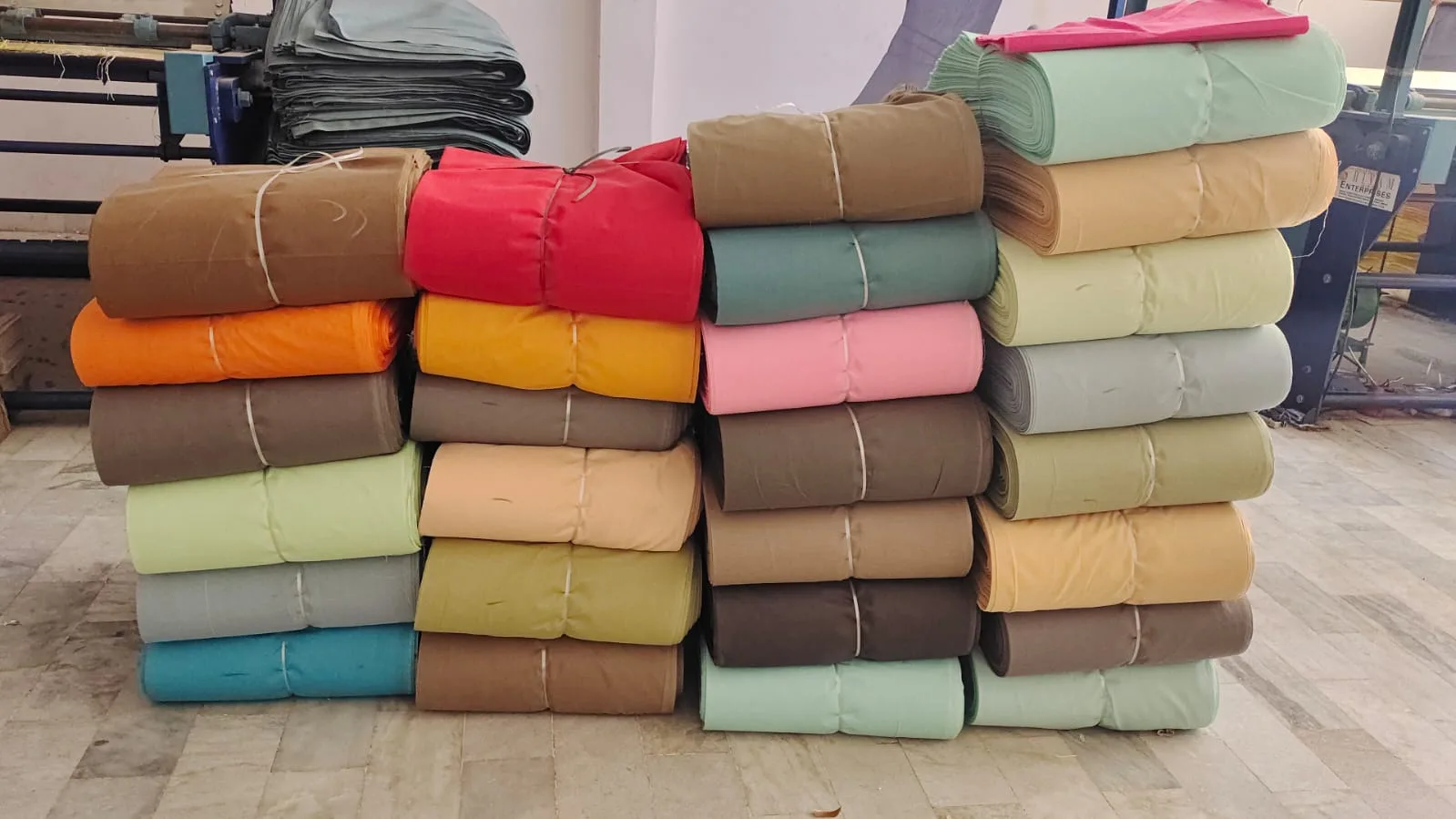 Bundled fabric stock at Pali Mills